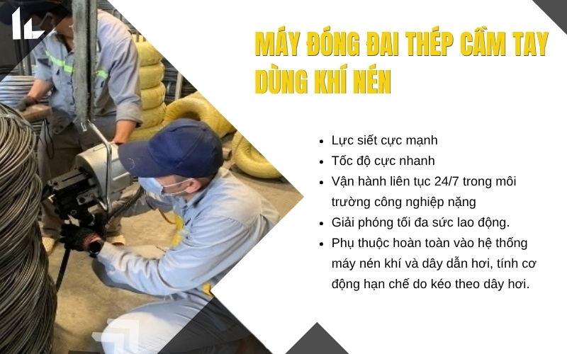 Máy đóng đai thép cầm tay dùng khí nén  